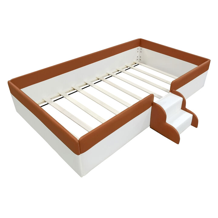 Merax Modern Daybed Frame with Fence and Stairs