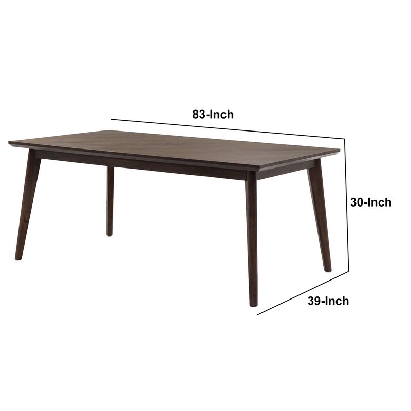 83 Inch Rectangular Mid Century Wooden Dining Table, Brown - Benzara