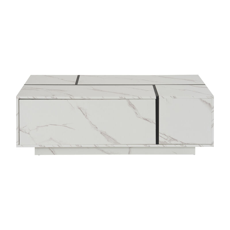 Merax Rectangular Sliding Top Coffee Table with 2 Drawers