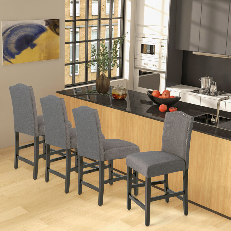 2 Pcs Fabric Nail Head Counter Height Dining Side Chairs Set