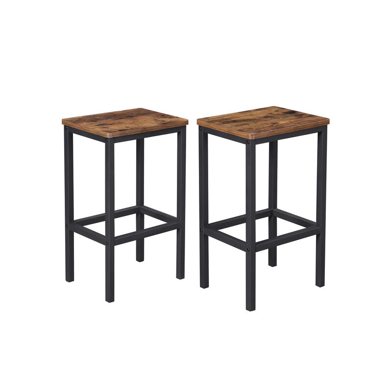 Bar Stools, Set of 2 Bar Chairs, Kitchen Breakfast Bar Stools with Footrest