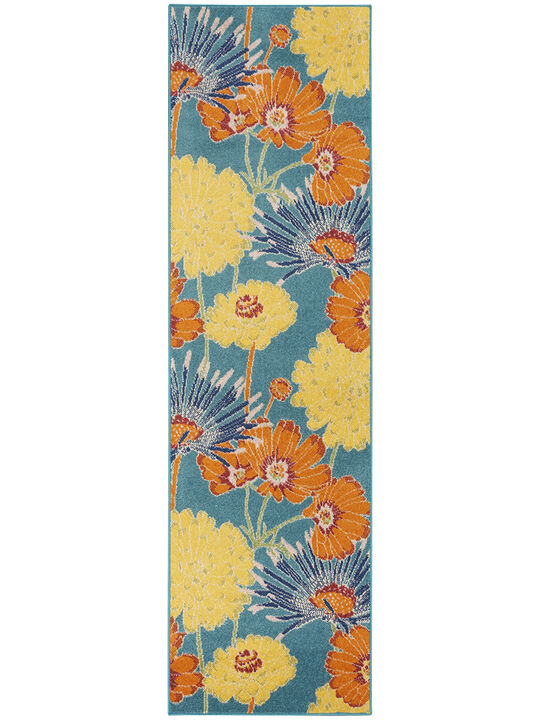 Allur ALR06 Turquoise/Multicolor 2'3" x 7'6" Rug