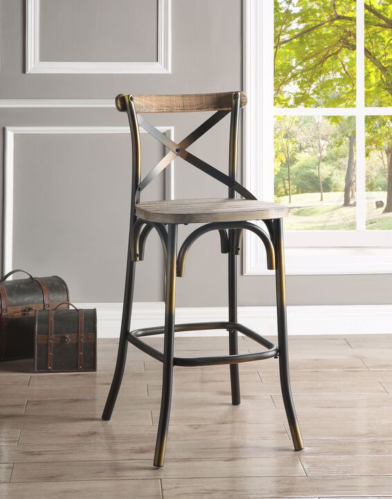 ACME Zaire Bar Chair, Antique Copper & Antique Oak