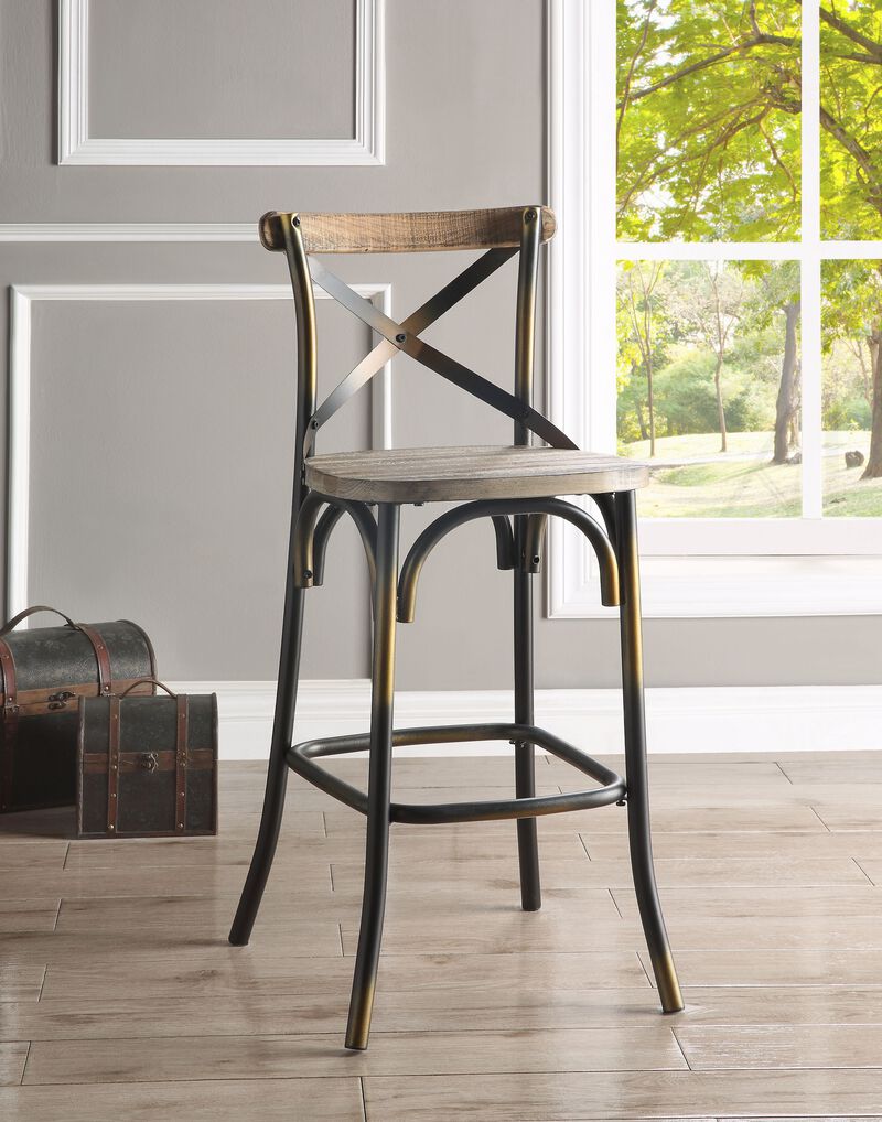 ACME Zaire Bar Chair, Antique Copper & Antique Oak