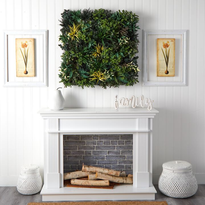 Nearly Natural 3-ft x 3-ft Greens & Fern Artificial Living Wall UV Resist (Indoor/Outdoor)