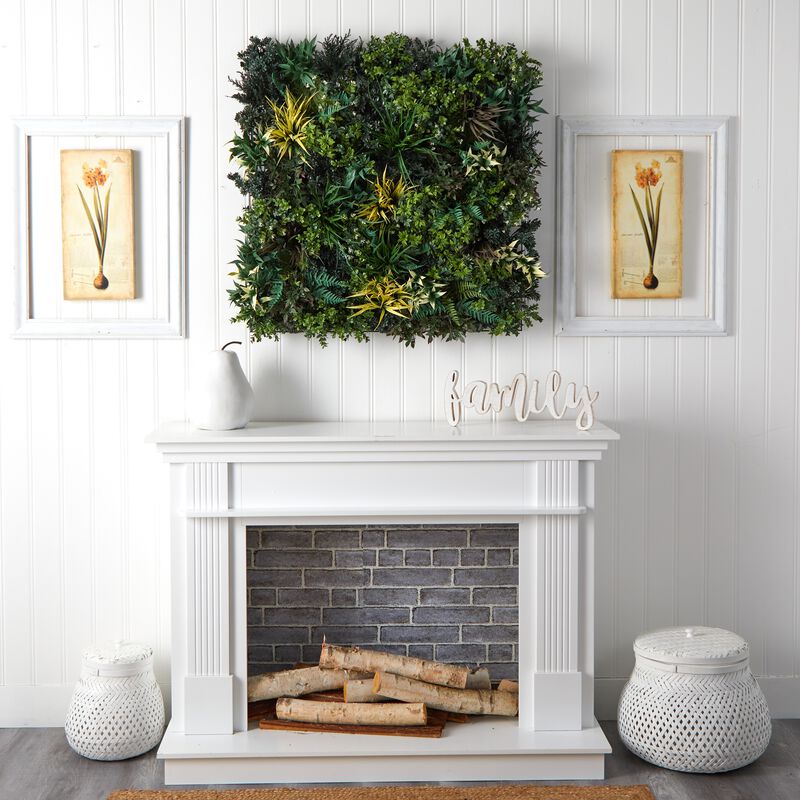 Nearly Natural 3-ft x 3-ft Greens & Fern Artificial Living Wall UV Resist (Indoor/Outdoor)