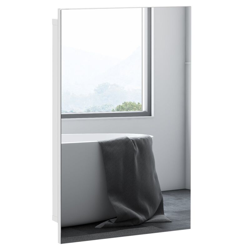 White Bathroom Storage: Recessed Medicine Cabinet with Mirror & Shelves