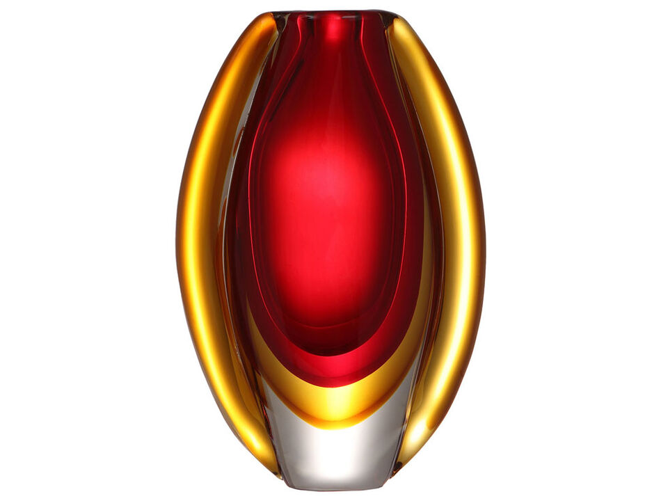 Hand Blown Sommerso Oval Art Glass Vase