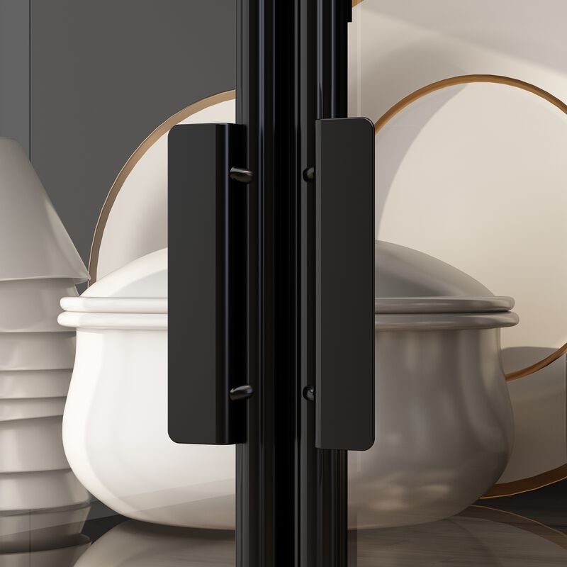 FUFU&GAGA Modern Black Sideboard, Sleek Wooden Buffet Cabinet with Ample Storage, Scratch-Resistant & Durable Design for Dining Room & Living Space,(55.1" W x 29.5" H x 15.7" D),Black