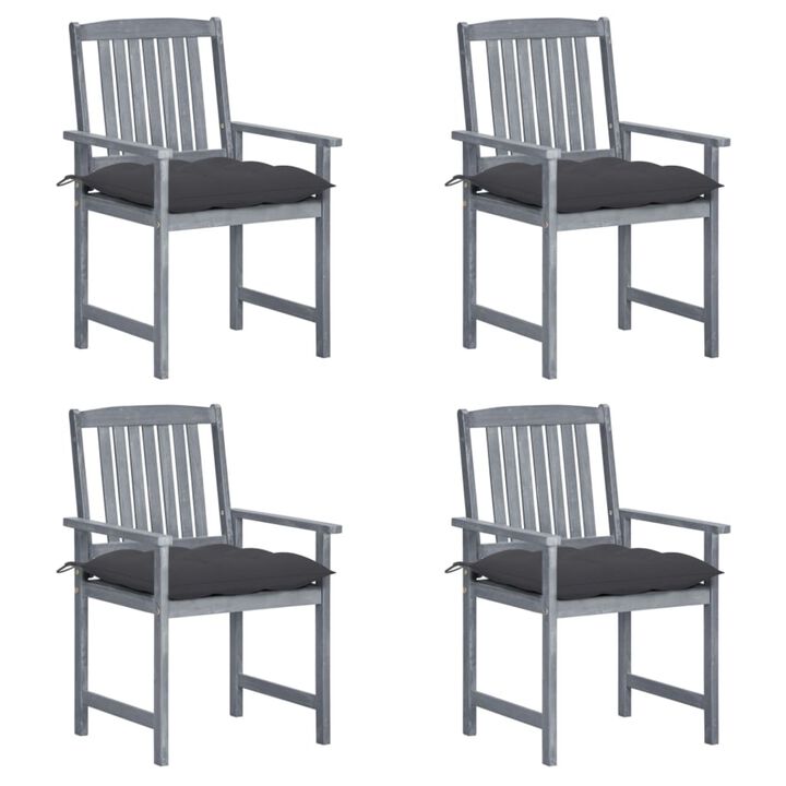 vidaXL Director's Chairs with Cushions 4 pcs Gray Solid Acacia Wood