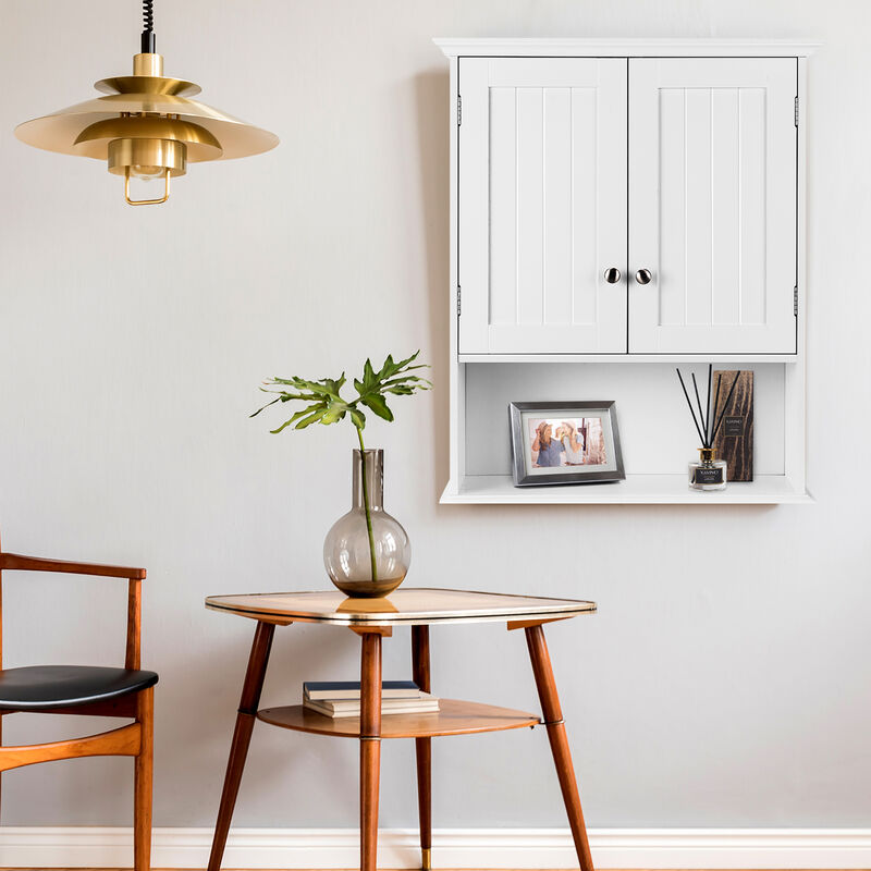 Costway Wall Mount Bathroom Cabinet Storage Organizer Medicine Cabinet White