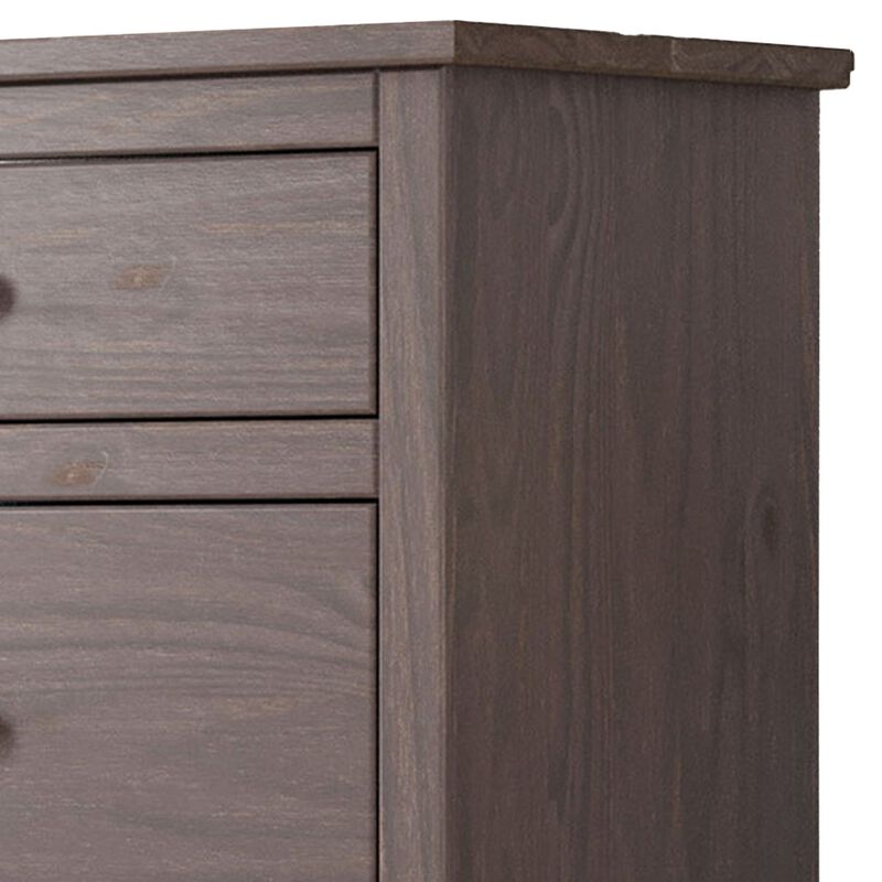 Stav Tall Dresser Chest with 4 Drawers, Plank Style, Gray Solid Wood