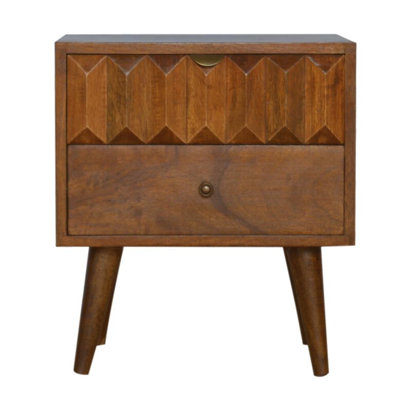 Chestnut Prism Solid Wood 2 Drawers  NightStand