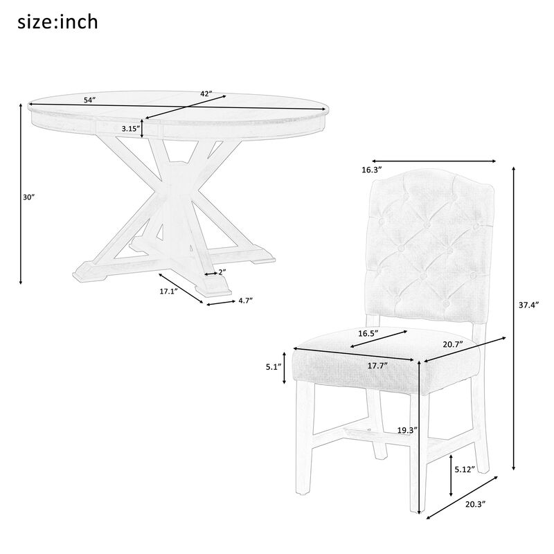 Merax Retro Style Dining Set with Extendable Table and 4 Chairs