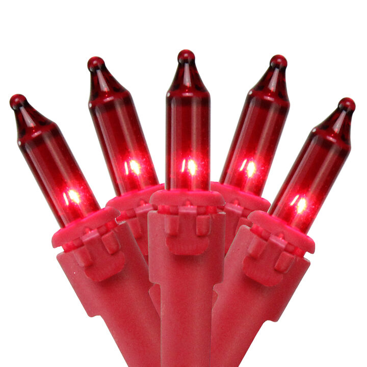 100 Count Red Mini Christmas Lights  20 ft Red Wire