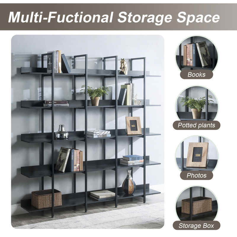 Merax Industrial  5 Tier Bookcase Open Bookshelf