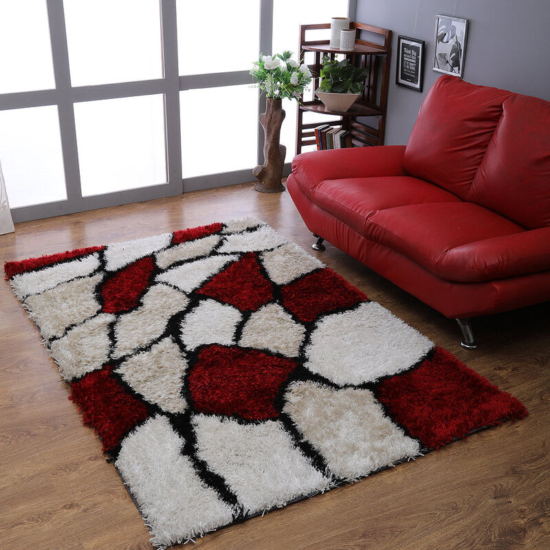 RUGSOTIC CARPETS HAND TUFTED SHAG POLYESTER ECO-FRIENDLY AREA RUGS  - 4'x6', Rectangle, Multicolor, Contemporary Modern Design, High Pile Thick Handmade Anti Skid Rugs for Living Room K00036