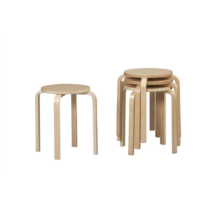 Linon 17 Inches Bentwood Stool - Natural Set Of 4