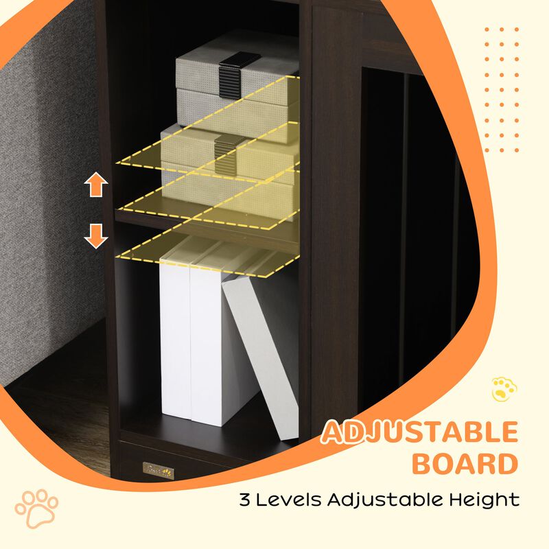 Brown Pet Enclosure: Luxury Dog Crate with Storage & Lockable Door