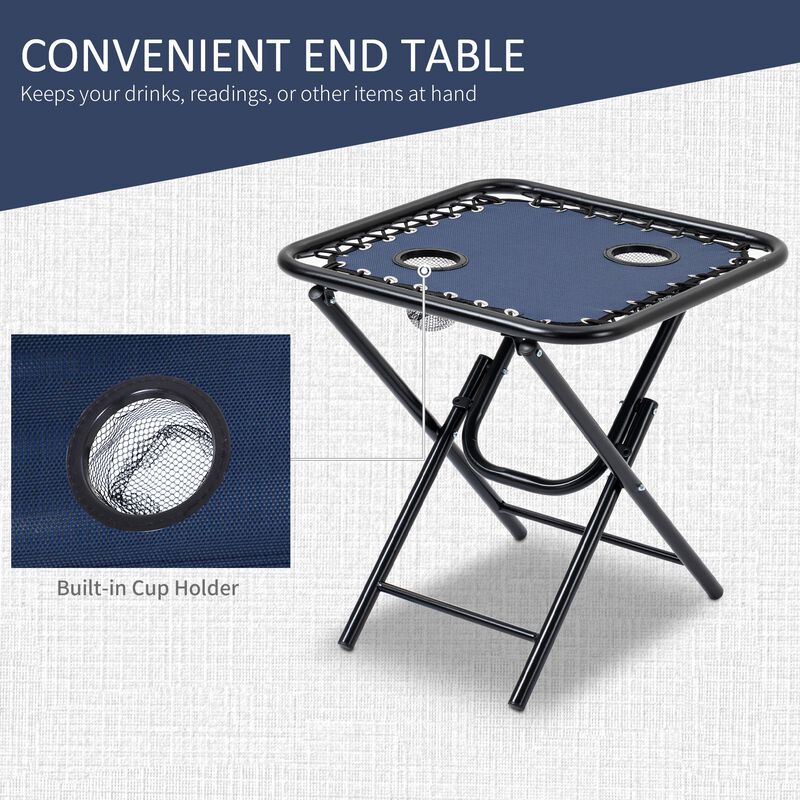 Blue Poolside Comfort: 3-Piece Zero Gravity Lounger Set with Table