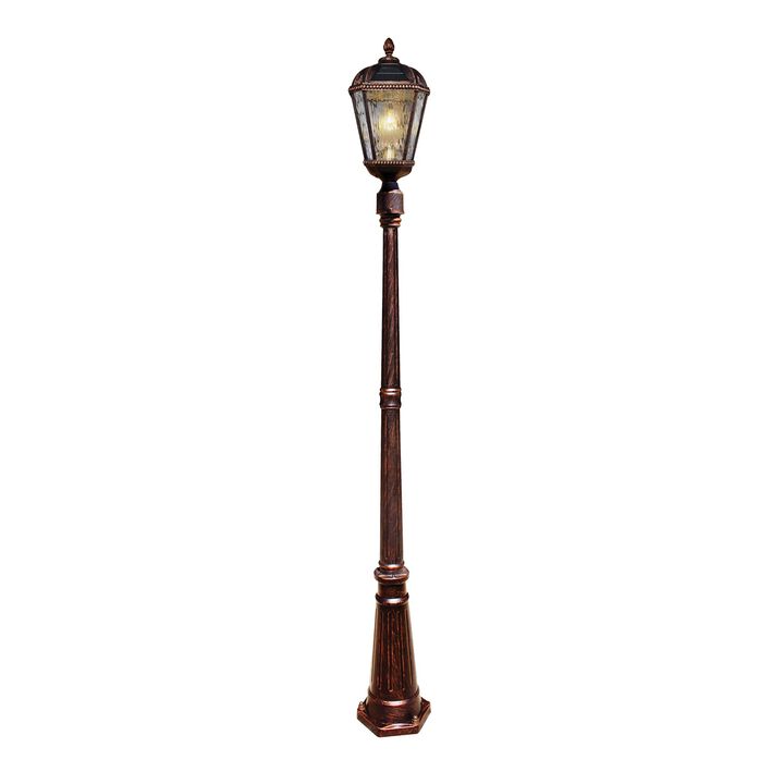 Royal Bulb Solar Lamp Post - w/GS Solar Light Bulb - Single Lamp - Brushed Bronze