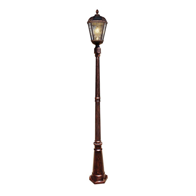 Royal Bulb Solar Lamp Post - w/GS Solar Light Bulb - Single Lamp - Brushed Bronze