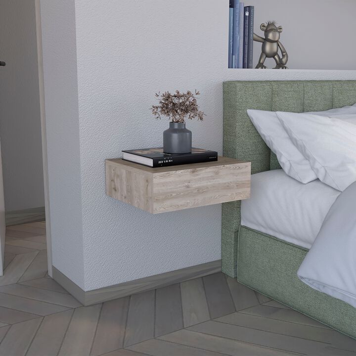 DEPOT E-SHOP Ivor Floating Nightstand, Modern Wall-Mounted Bedside Shelf with Drawer, Black