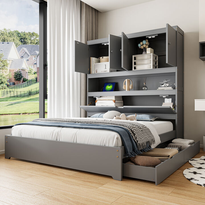Merax Platform Bed with USB and Storage Headboard