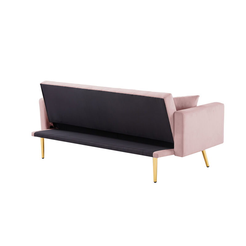 Pink Convertible Folding Futon Sofa Bed, Sleeper Sofa Couch For Compact Living Space