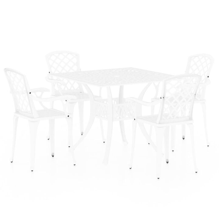 vidaXL 5 Piece Bistro Set Cast Aluminum White