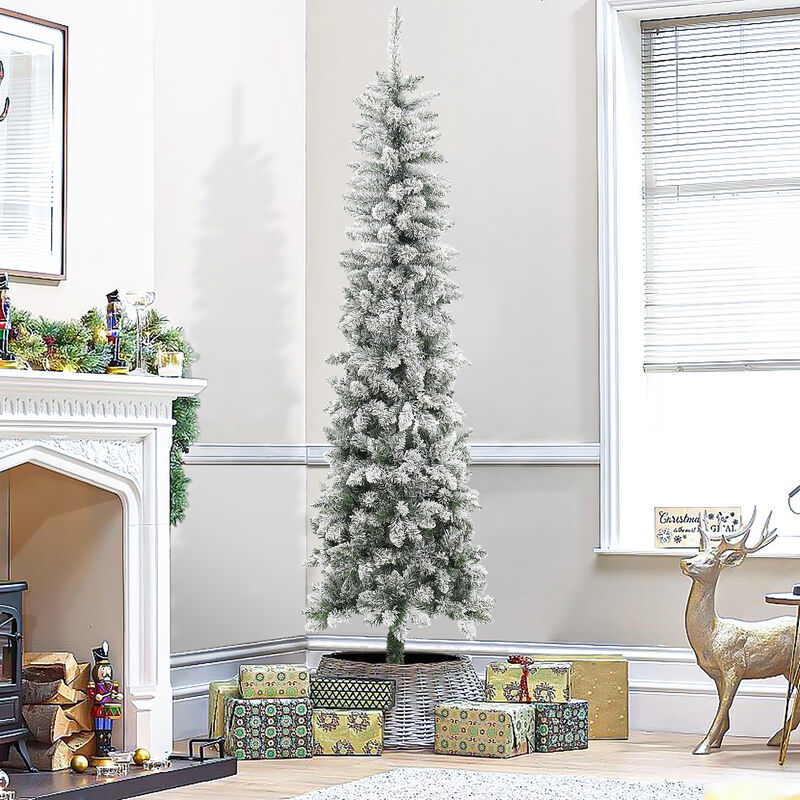 LuxenHome 7.4Ft Pencil Slim Artificial Christmas Tree