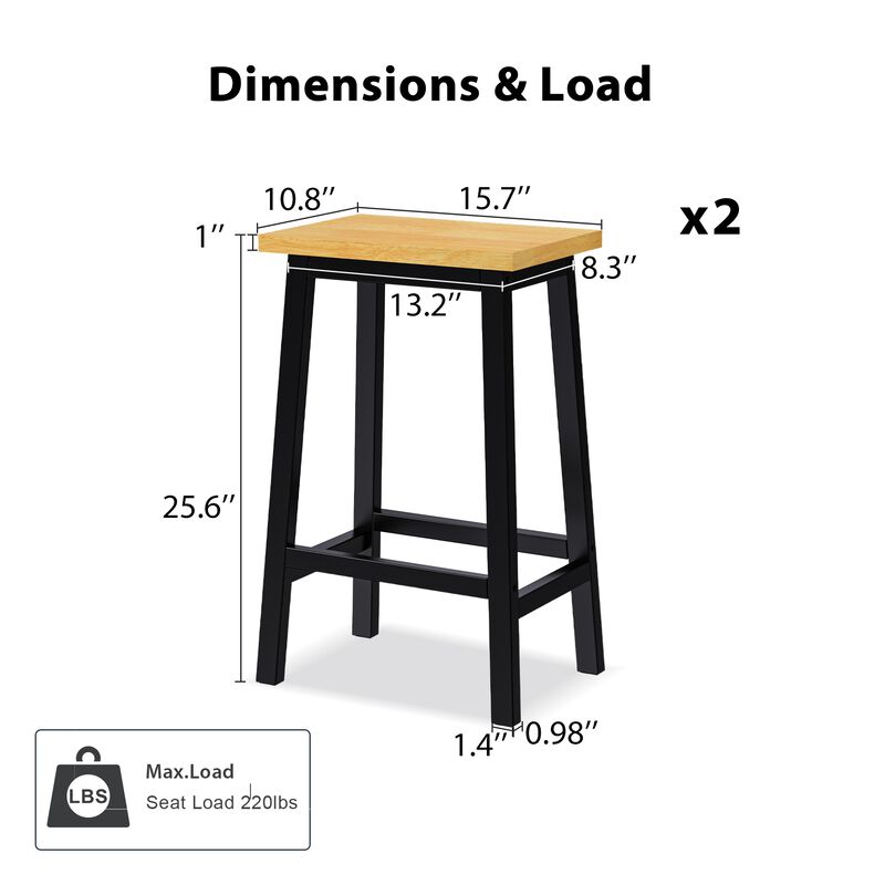 Merax Farmhouse Solid Wood Bar Stools Kitchen Counter Stools with Footrests