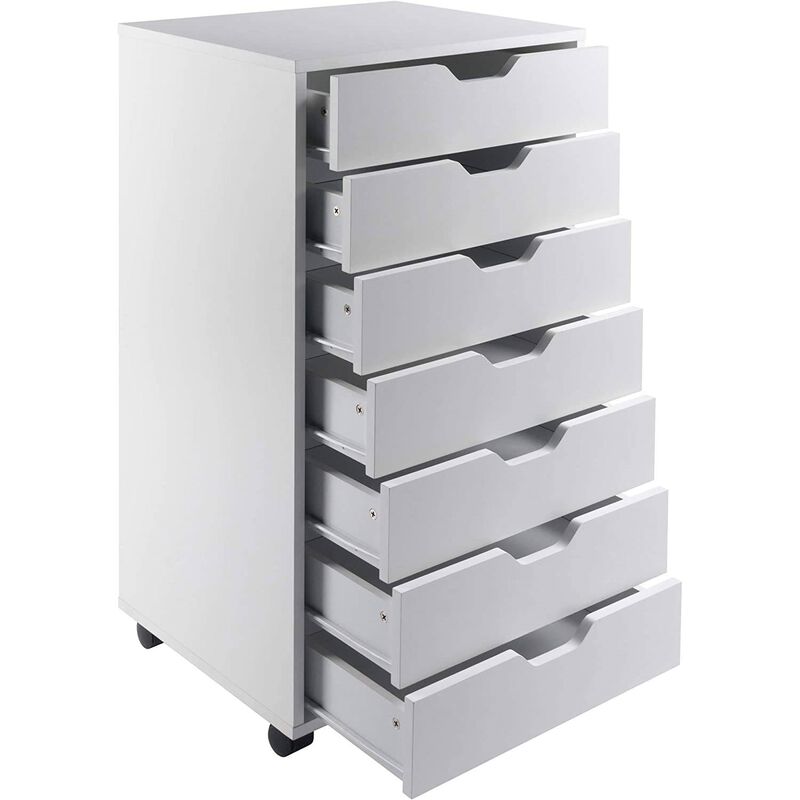 Hivvago Modern Scandinavian Style 7-Drawer Storage Cabinet Chest in White Finish