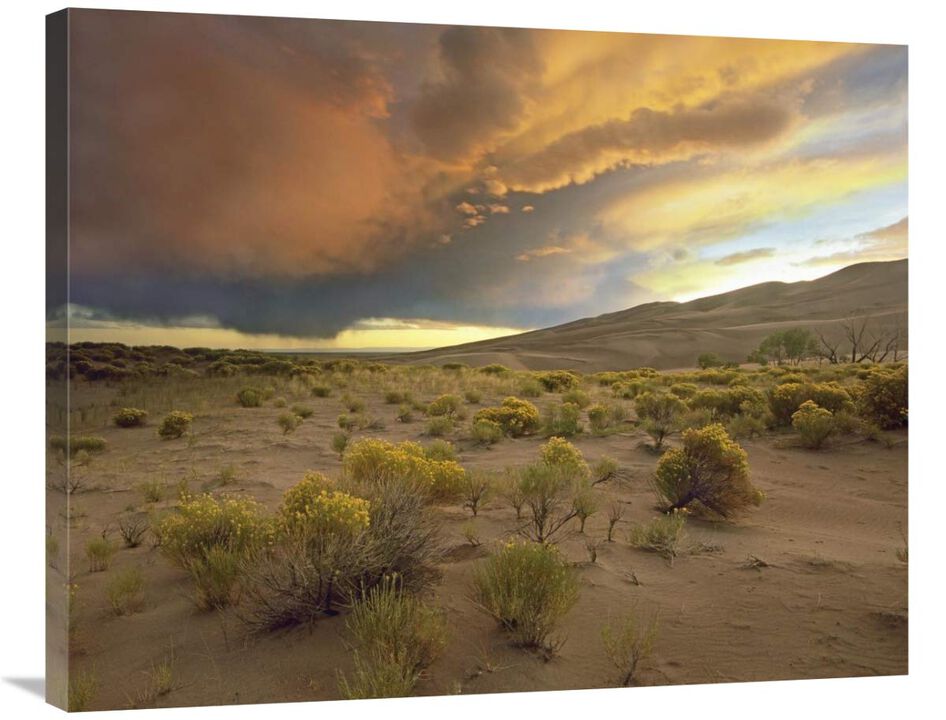 Storm clouds over Great Sand Dunes National Monument, Colorado-Canvas Art-35x28