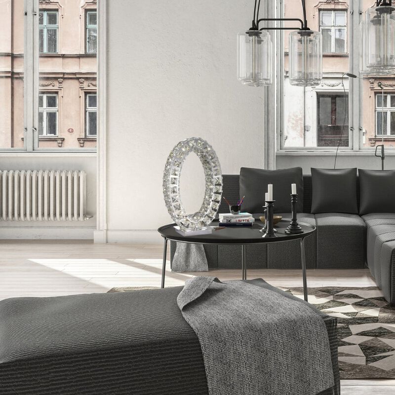 Extravaganza Table Lamp Chrome Metal and Crystal Dimmable Integrated LED