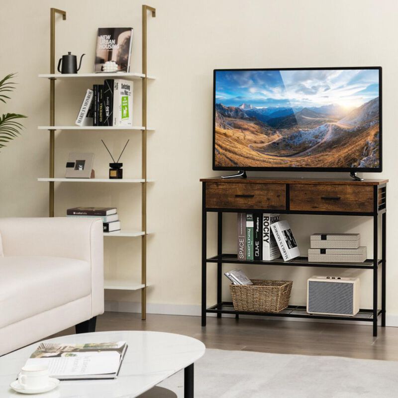 Hivvago 39.5 Inch Entryway Table with 2 Drawers and 2-Tier Shelves