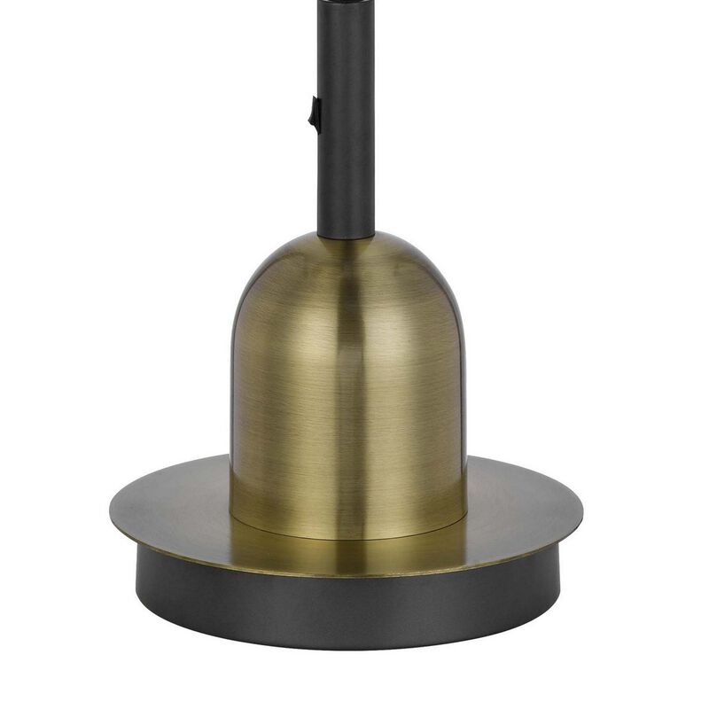 Lem 32 Inch Table Lamp, Classic Lantern, Glass Shade, Bronze Metal Finish - Benzara