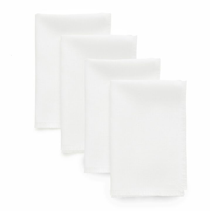 Solino Home 100% Pure Linen Cloth Napkins 20 x 20 Inch Set of 4 | Fringe Dinner Napkins