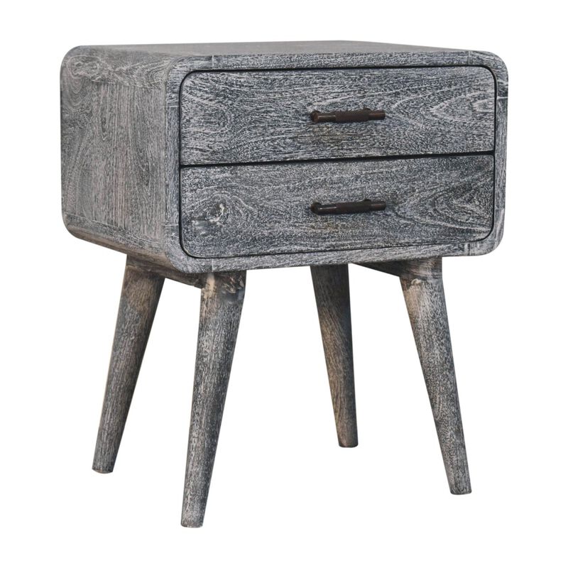 Artisan Furniture Solid Wood Sandblasted Ash Curved Bedside