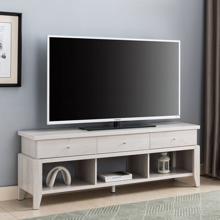 White Oak TV Stand with 3 Drawers and 3 Shelves