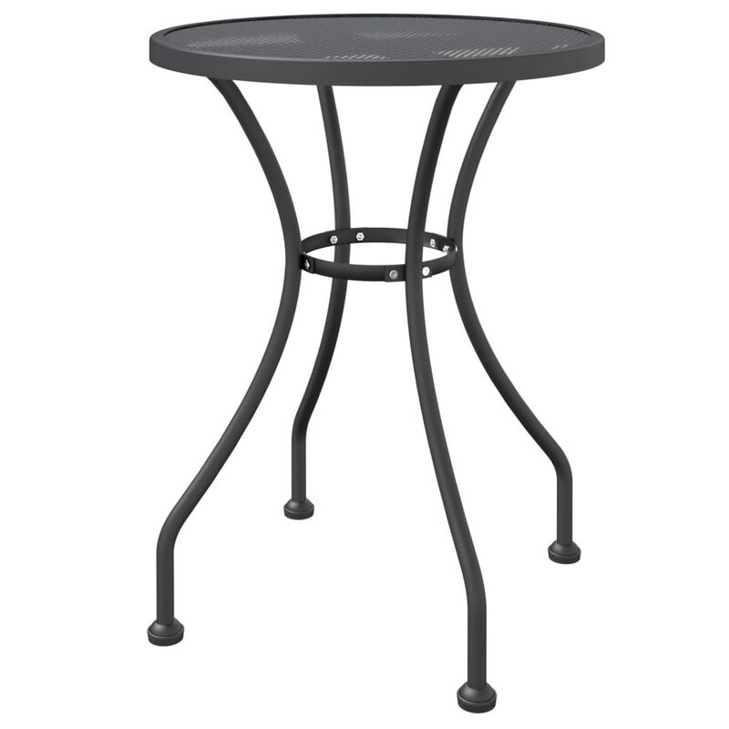 Outdoor Dining Breakfast Table, 28 Inch, Round Tabletop, Gray Metal - Benzara