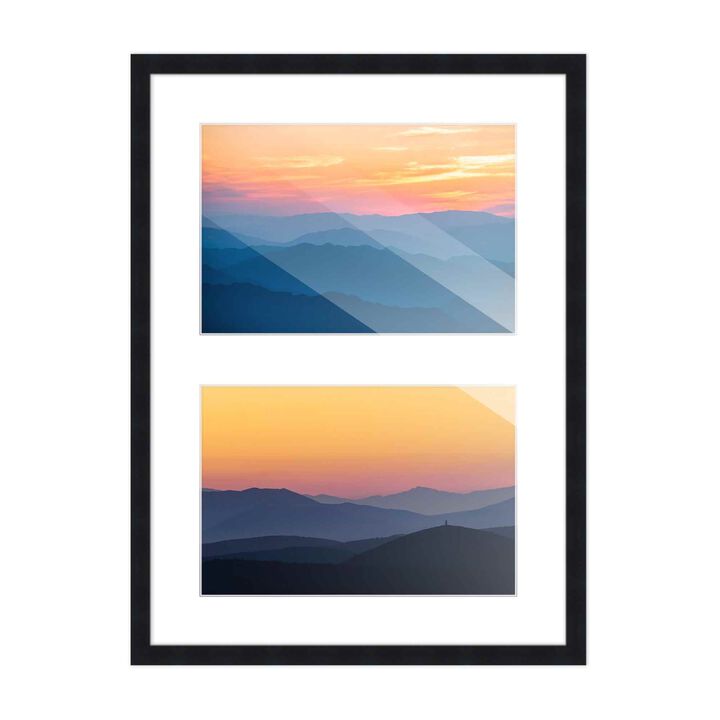 11x14 Wood Collage Frame with White Mat for 2 5x7 Pictures