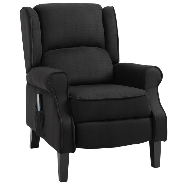 HOMCOM Wingback Heated Vibrating Massage Chair, Accent Sofa Vintage Upholstered Massage Recliner Chair Push-back with Remote Controller, Black