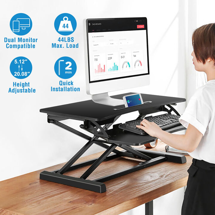 Sit to Stand Height Adjustable Desk Converter, Tabletop Workstation for Laptops & Dual Monitors
