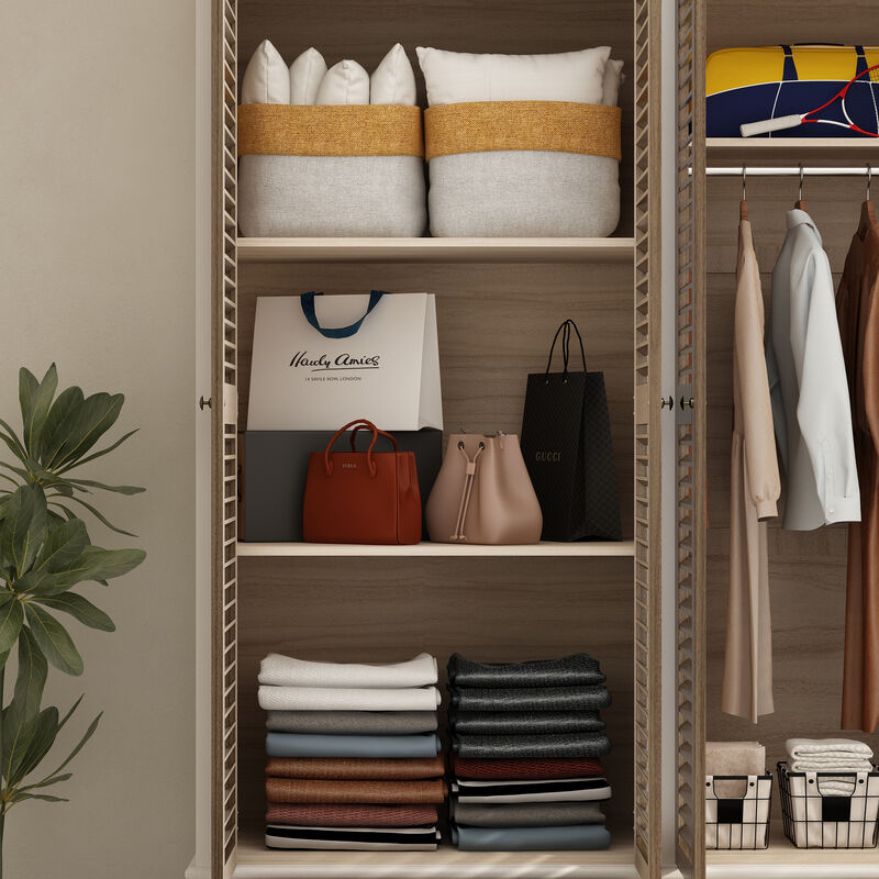 FUFU&GAGA Modern Wardrobe Armoire  with Adjustable Shelves and Spacious Drawers,(63" W x 19.7" D x 74.8"H),Brown