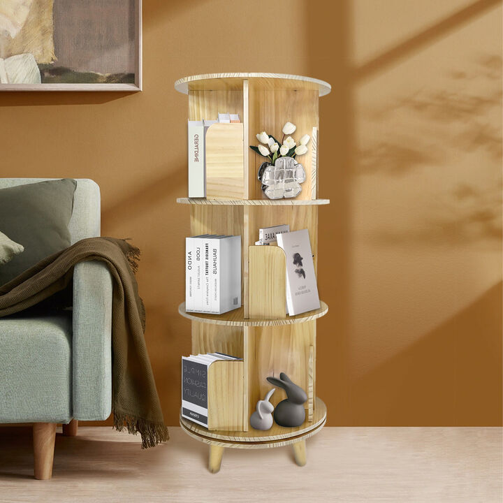 3-Layer Rotating Bookcase 360° Rotating Display Rack for Books and Decorative Items