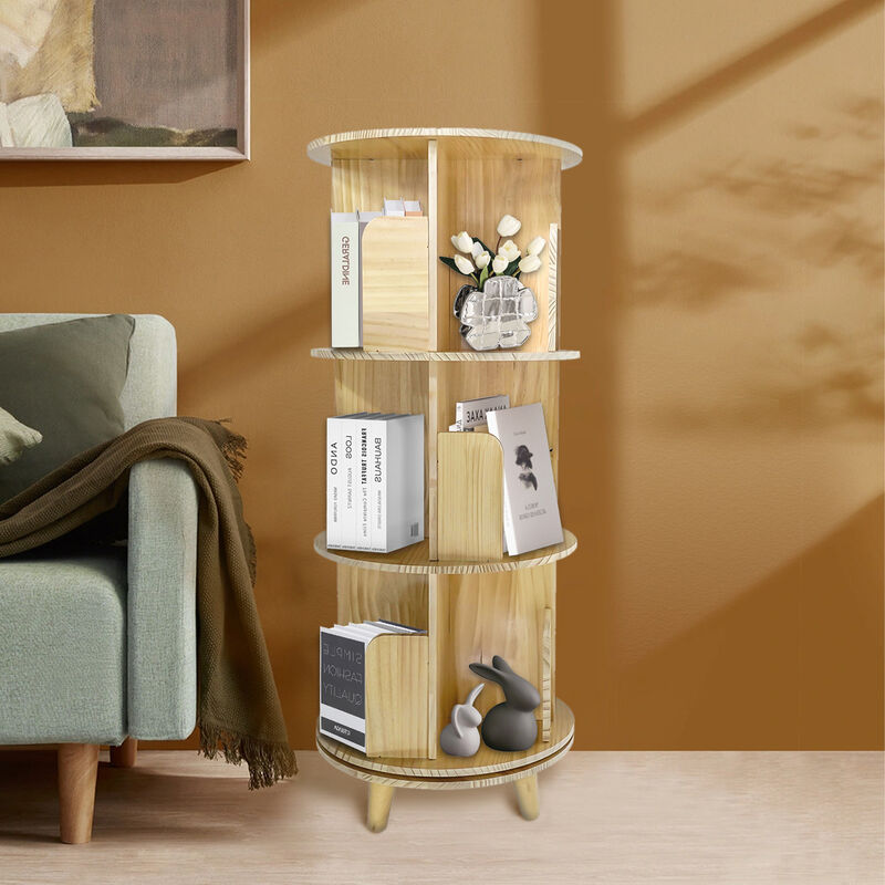 3-Layer Rotating Bookcase 360° Rotating Display Rack for Books and Decorative Items