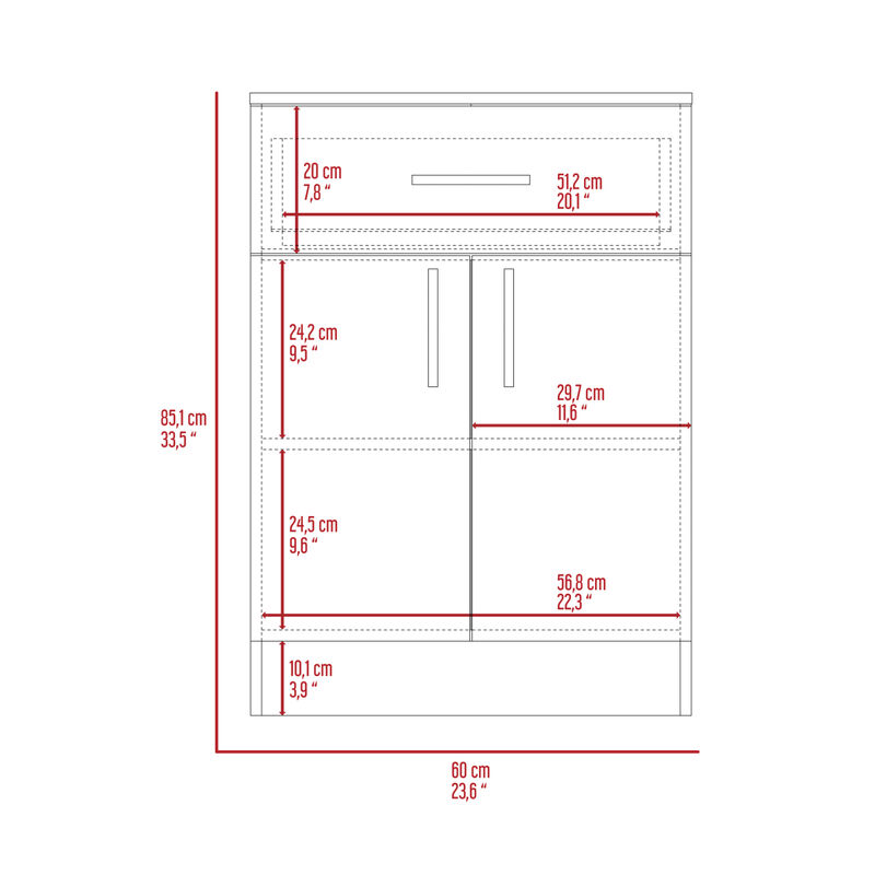 Wilmington 1-Drawer Rectangle Pantry Cabinet White And Light Oak