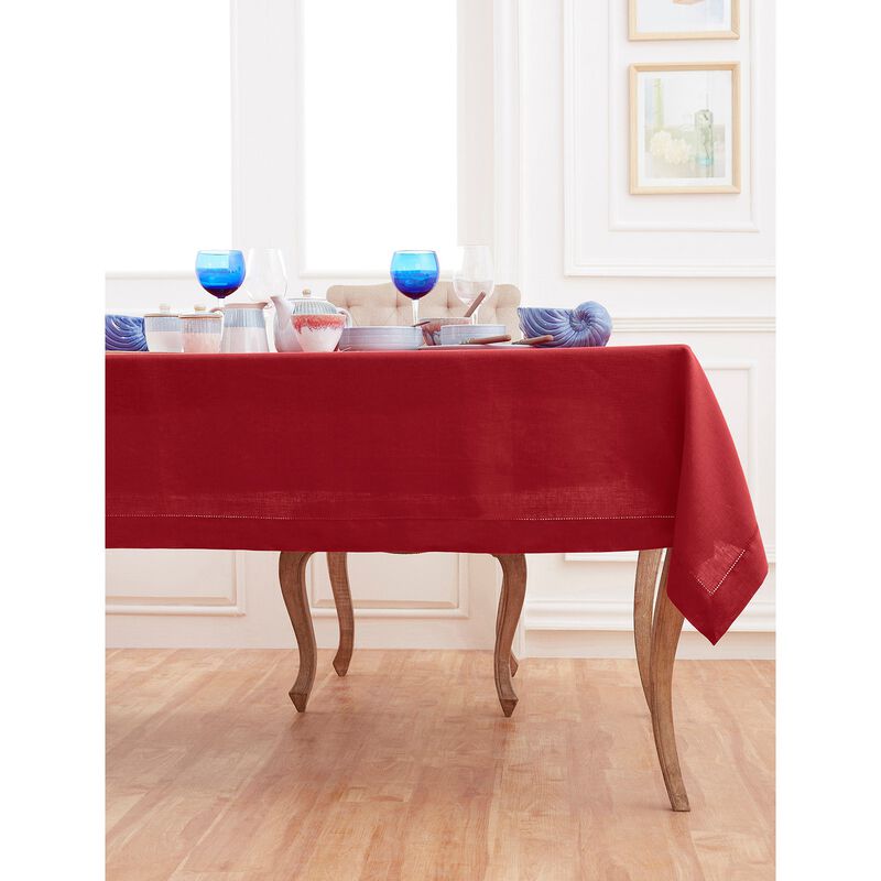 Solino Home 100% Pure Linen Tablecloth | Classic Hemstitch
