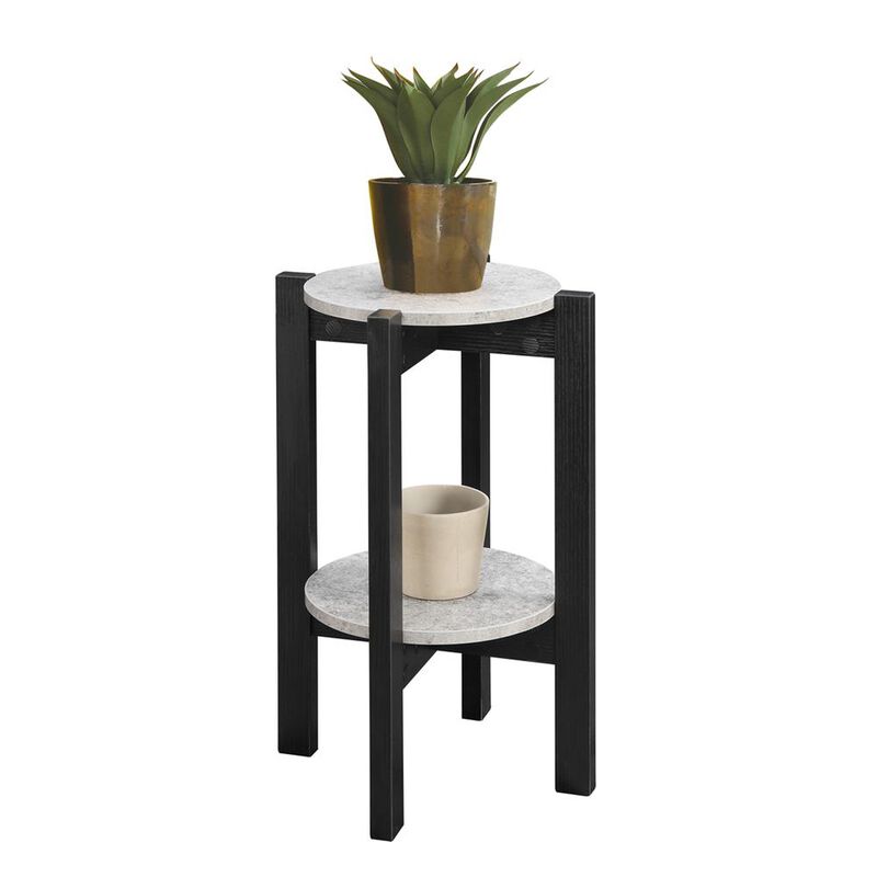 Convience Concept, Inc. Newport Medium 2 Tier Plant Stand Faux Cement/Black
